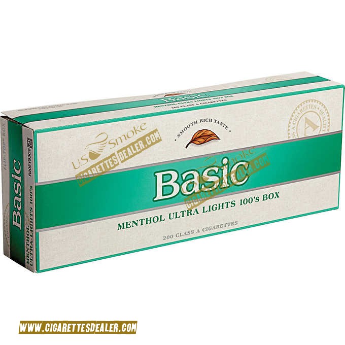 Basic Menthol Ultra Lights 100's Silver Pack Box