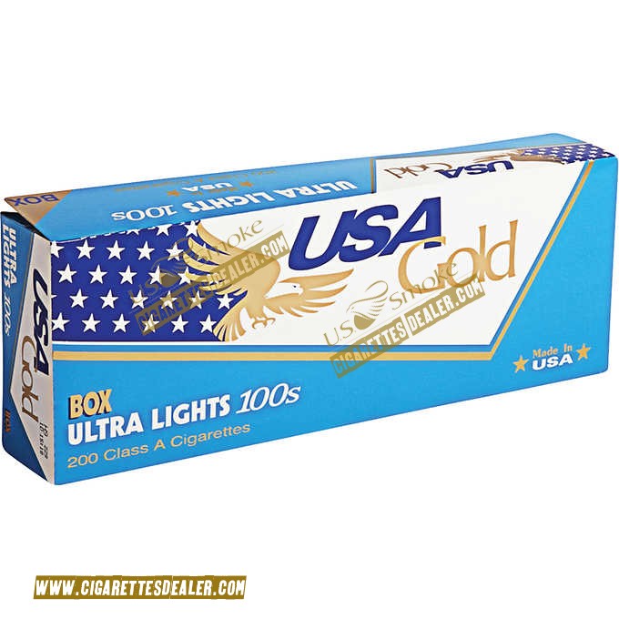 USA Gold Blue Ultra Lights 100's Box